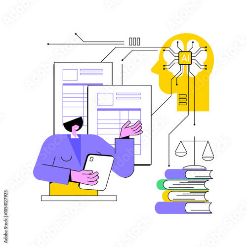 AI-Backed Legal Research abstract concept vector illustration.