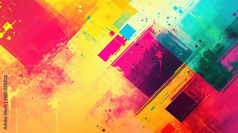 Naklejka premium A vibrant background with a colorful geometric pattern, creating a lively and energetic feel