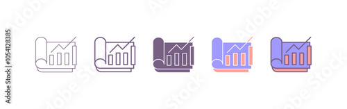 Financial report or income statement line art icon. graph diagram icon