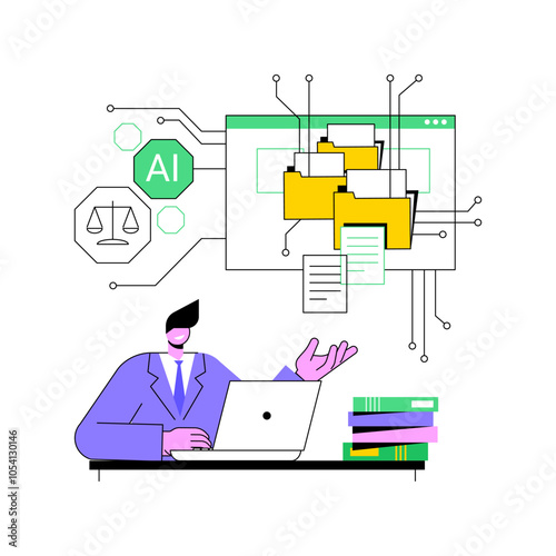AI-Enhanced E-Discovery abstract concept vector illustration.