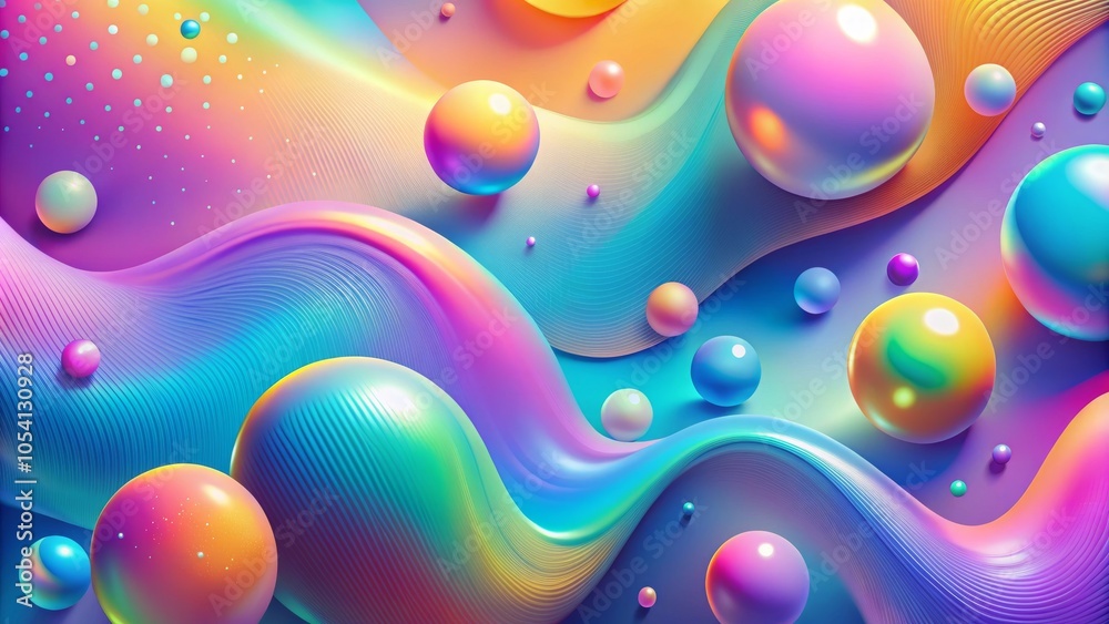 Vibrant abstract background with colorful waves and floating spheres Vibrant abstract background with colorful waves and floating spheres