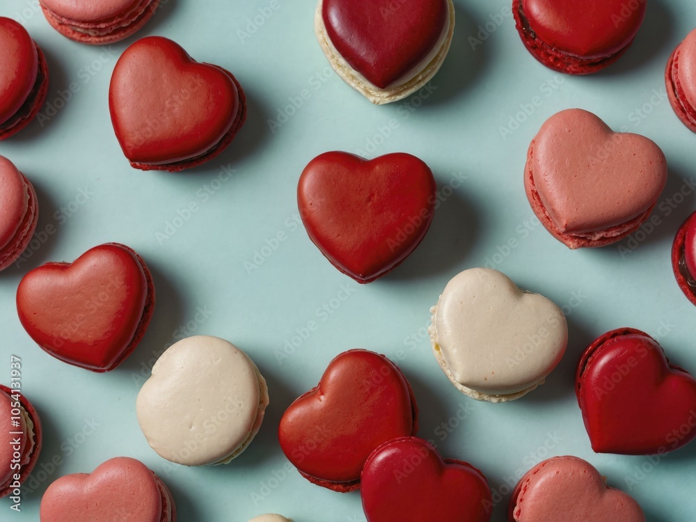 Fototapeta premium Heart Shaped Macarons: A Sweet Treat for Valentine's Day