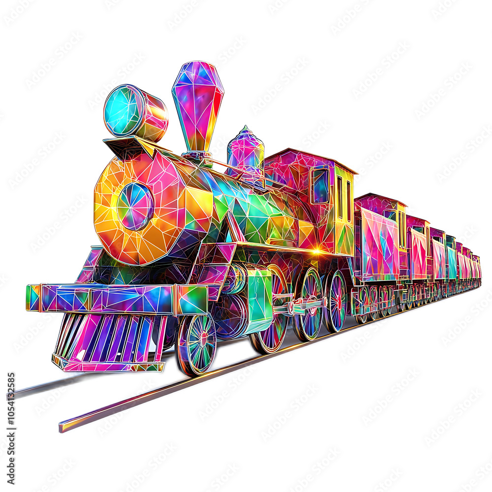 Fototapeta premium Whimsical 3D Train Design on White Background