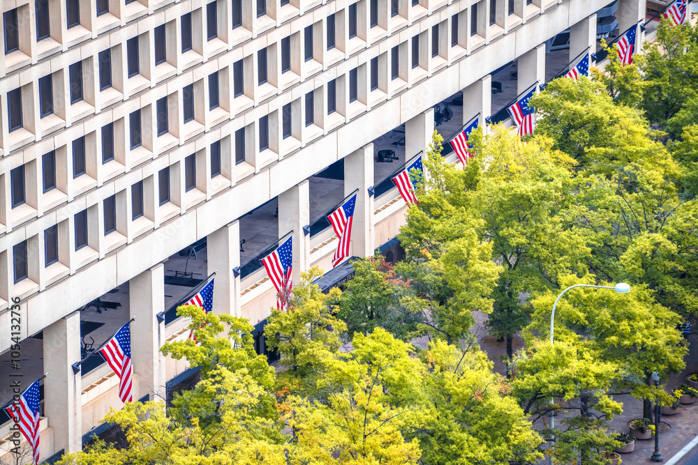 Washington DC Pennsylvania Avenue architecture view, FBI Headquarters