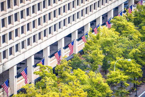 Obraz na płótnie Washington DC Pennsylvania Avenue architecture view, FBI Headquarters w salonie