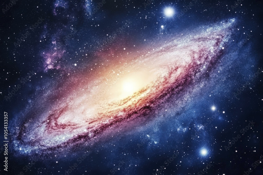 Fototapeta premium Spiral Galaxy in Deep Space: A Cosmic Tapestry of Stars and Nebulae