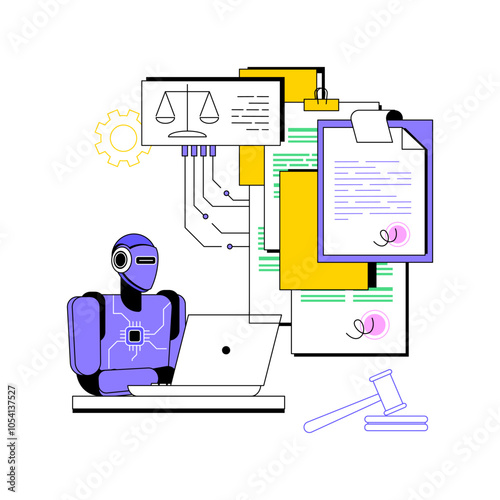 AI-Assisted Legal Process Optimization abstract concept vector illustration.