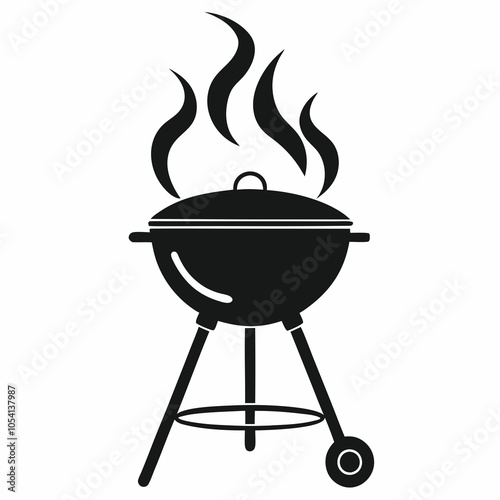 Smoker Grill icon, vector, silhouette of a round barbecue grill or smoker with a lid and legs, bbq