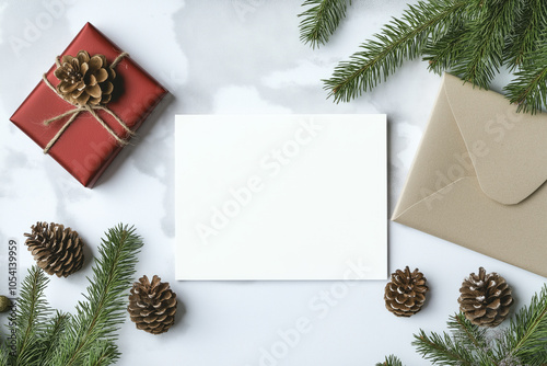 Christmas card with White space. Classic illustration.  