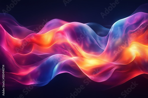 Abstract glowing waves of light in vibrant colors against a dark background.