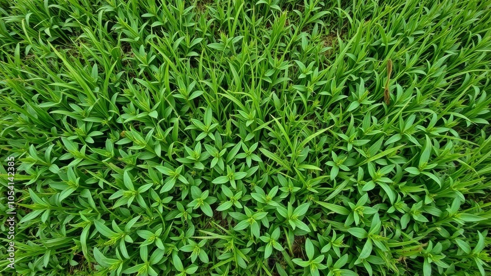 Aerial view of lush green grass field texture, foliage, growth Aerial view of lush green grass field texture, foliage, growth
