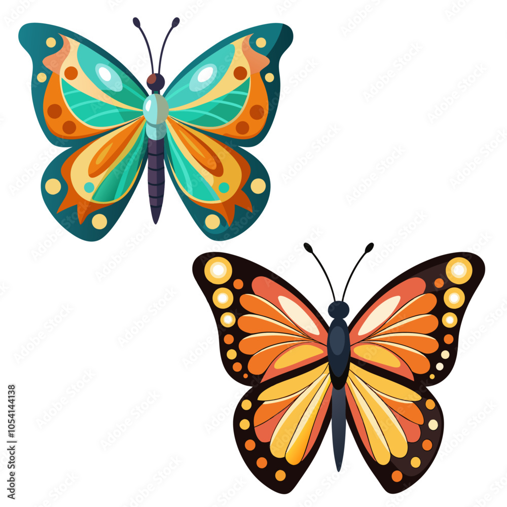 Obraz premium Orange and Blue Butterflies.