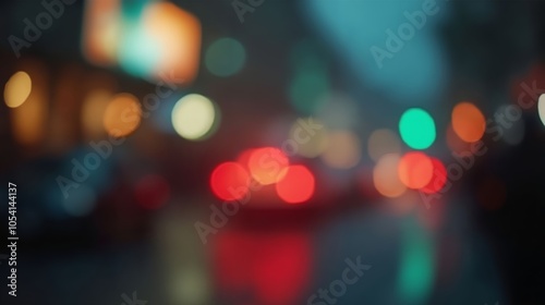 Blurry Nighttime Street Scene with Cars and Lights