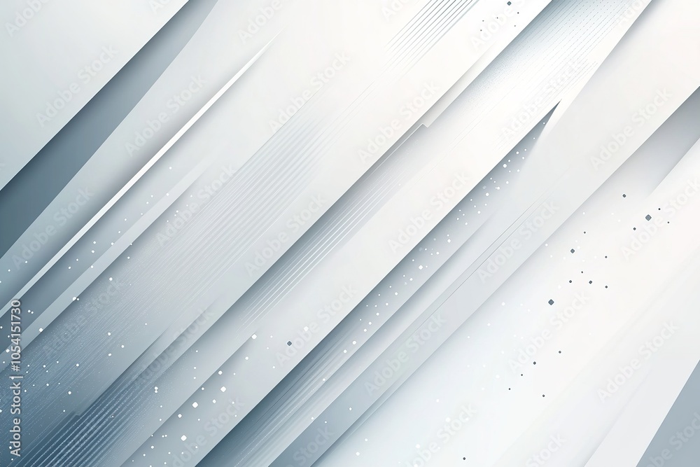 Fototapeta premium Abstract white and gray diagonal lines background with subtle sparkle texture.