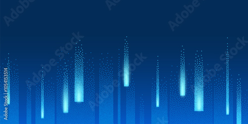 Dots Digital Technology Blue Vector Background. Artificial Intelligence Abstract Data Code Concept. Light Tech Rain Gritty Texture Grain Backdrop Illustration