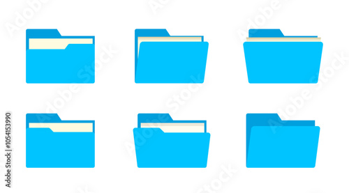 Blue Folder Vector Icon set, Document illustration for Office in Flat Style, Isolate Data Graphic elements design, Business Infographics (Editable)