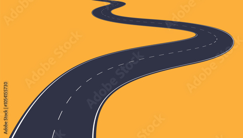 Roads and highways in perspective. Road path with different bends. The road connects the cities. Vector illustration