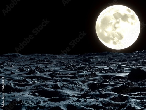 Cratered surface of the moon with rough, uneven texture resembling a celestial landscape, space, stony photo