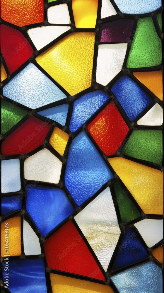 Fototapeta premium Colorful Stained Glass Window with Geometric Shapes
