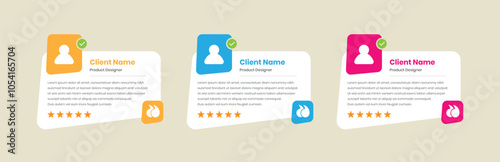 Minimalist customer review and client testimonial web card ui kit element design