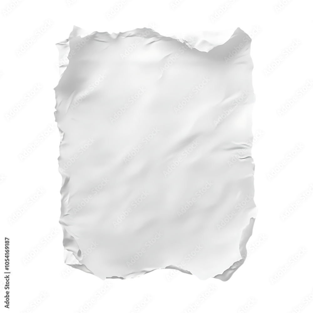 Fototapeta premium A crumpled white sheet of paper with uneven edges.