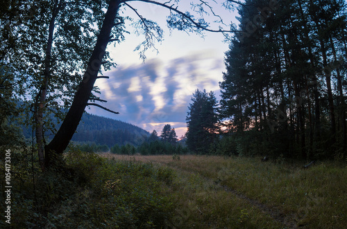 Southern Urals, twilight in the mountains. photo