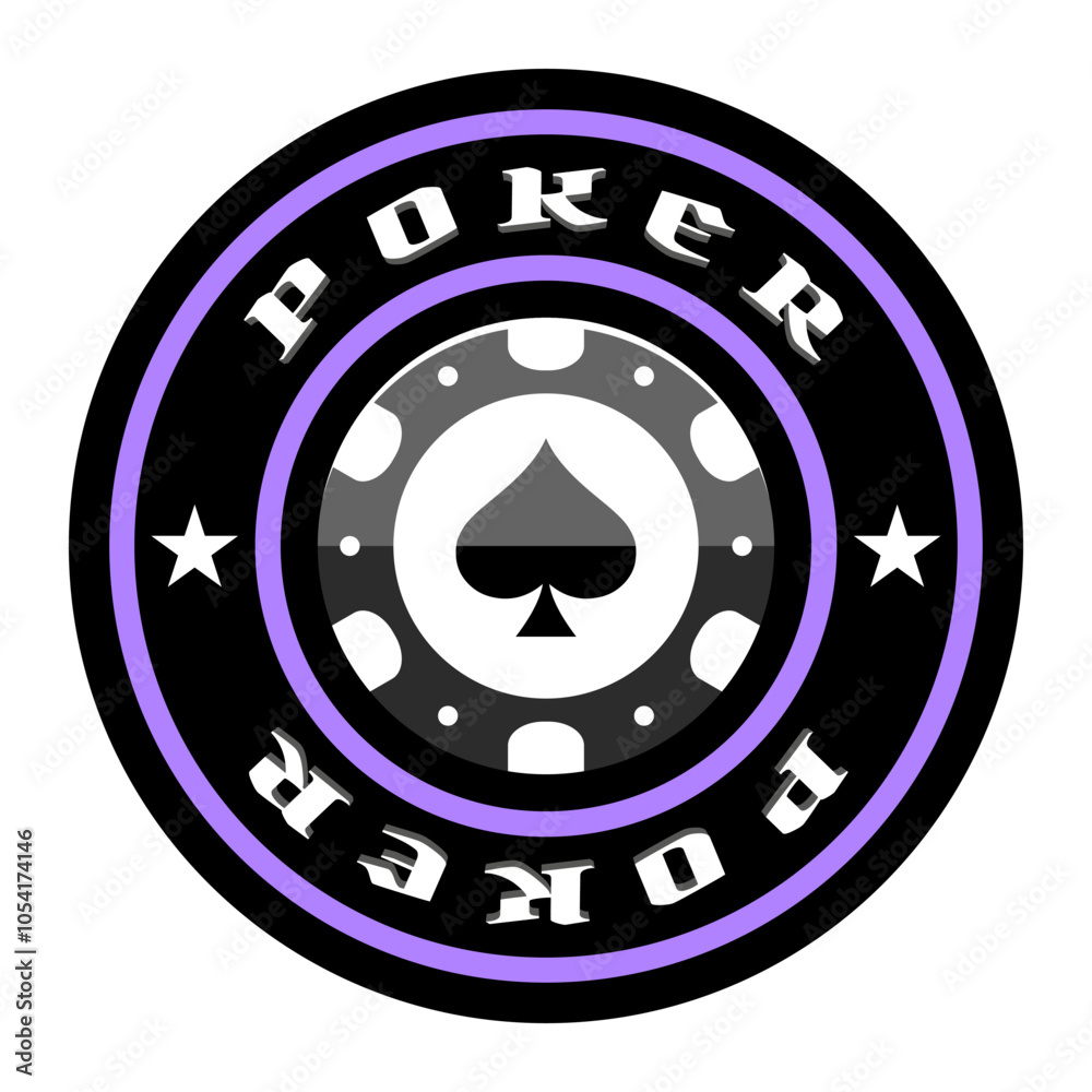 Poker chip logo. Spades sign. Gambling emblem. Casino games. Poker chip logo. Spades sign. Gambling emblem. Casino games.