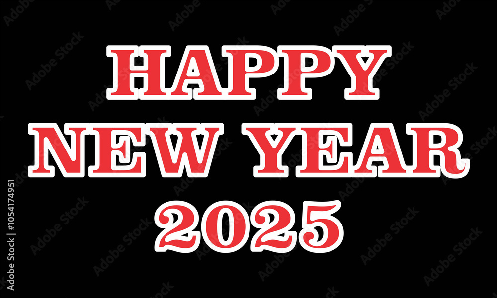 Obraz premium Bold Happy New Year 2025 Design with Yellow Accents and Red Dots