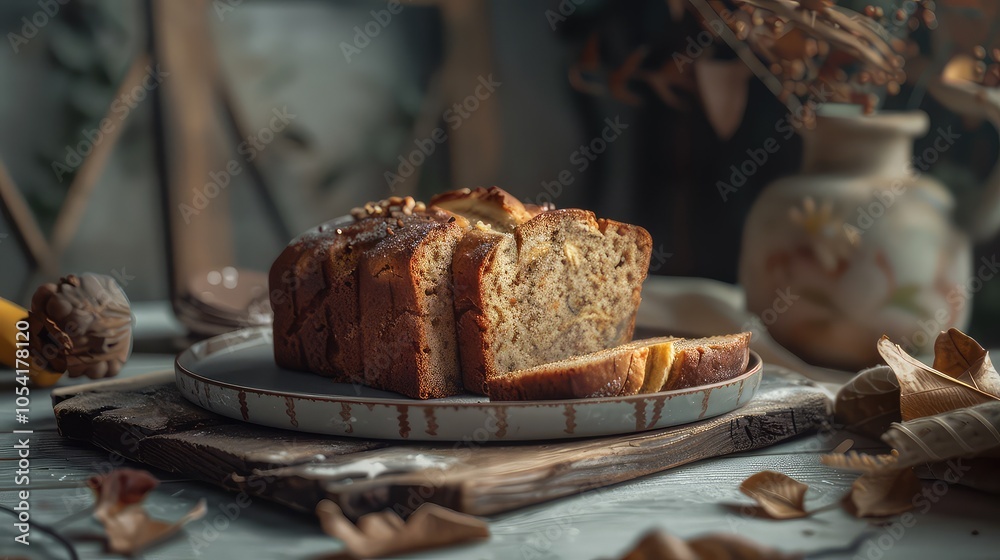 Fototapeta premium Banana Bread, Cake, Sweet, Dessert