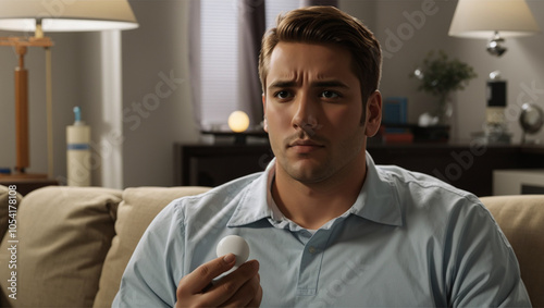 man sitting on sofa