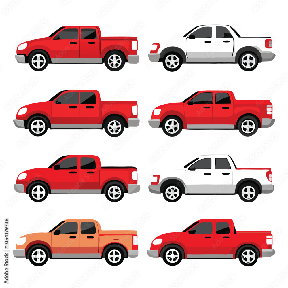 Naklejka premium set of red and white cars