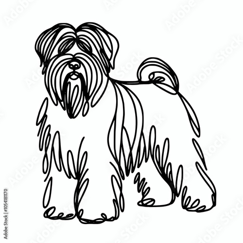 Minimalist briard dog line vector illustration element photo