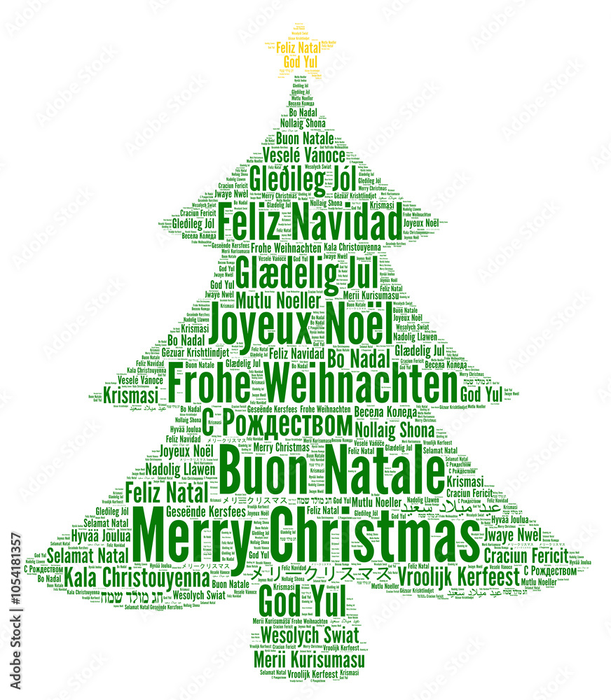 Fototapeta premium Merry Christmas in different languages word cloud 