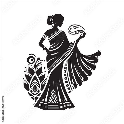 Beautiful Saree Silhouette Vector Illustrations for Fashion & Art
