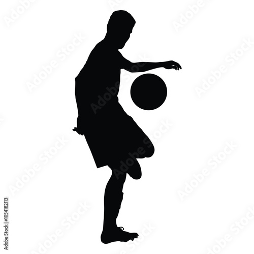 male Soccer player, Woman's Soccer in motion. Women's football running up for ball tee shot front view sport Silhouette
