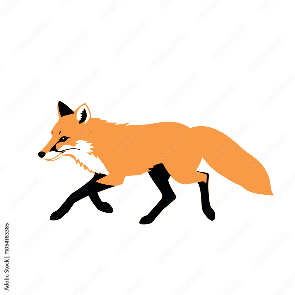 Fototapeta premium a fox running on the white background, vector art illustration, flat style