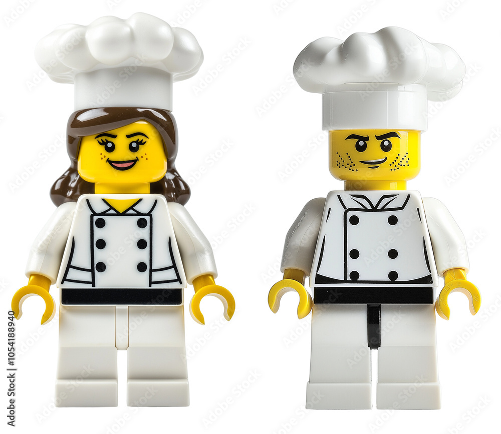 Obraz premium Set of 2 lego figures. Cook, chefs, baker