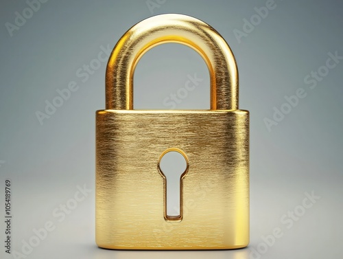 Shiny Gold Padlock Symbolizing Security and Protection in Modern Design photo