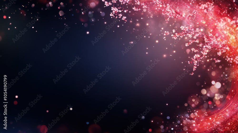 Fototapeta premium Modern Neon Design with Sakura Elements and Outlines