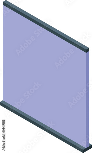 Large blank projection screen hanging with isometric projection, ideal for presentations and conferences