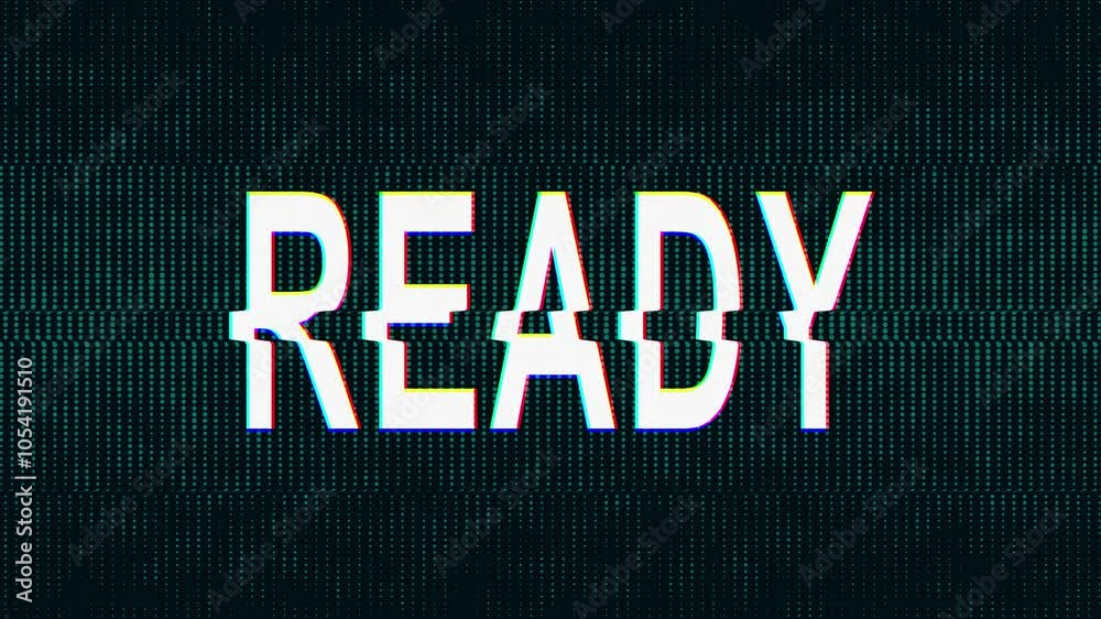 Glitch text animation - Are You Ready. Pop-up text for videogames and gaming videos. Animation of text on black background. For overlays and transitions. Video game and digital interface concept. 4K. Glitch text animation - Are You Ready. Pop-up text for videogames and gaming videos. Animation of text on black background. For overlays and transitions. Video game and digital interface concept. 4K.