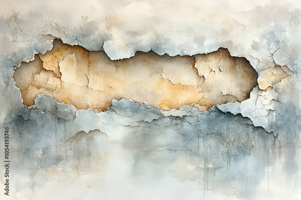 Obraz premium An abstract art piece featuring cracked textures and muted colors, creating a visually intriguing focal point that evokes depth and decay.