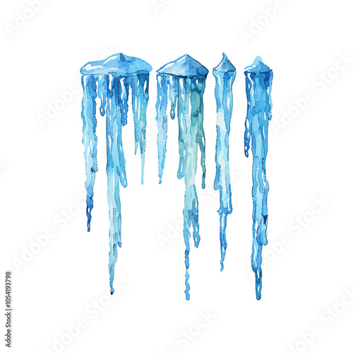 icicles vector illustration in watercolor style