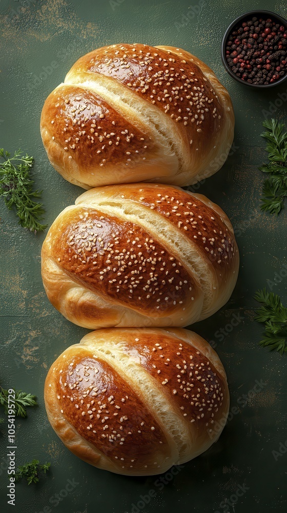 Freshly Baked Sesame Seed Bread Rolls - Delicious Bakery Treat Freshly Baked Sesame Seed Bread Rolls - Delicious Bakery Treat
