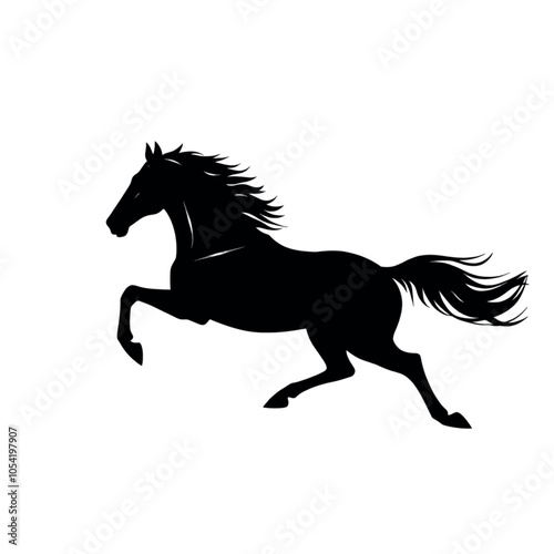 a racing horse are run super speed minimalist and simple vector silhouette, black color silhouette