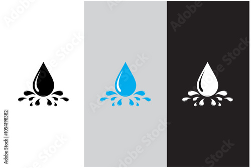 Blue water drops icon. water or oil drop symbol. 
water drop and splash sign. splash water drop, vector illustration