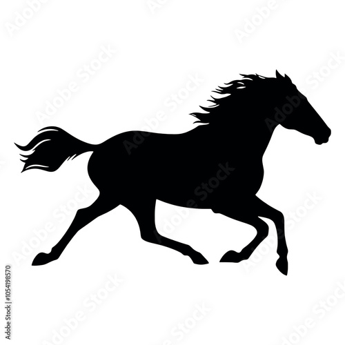 a racing horse are run super speed minimalist and simple vector silhouette, black color silhouette