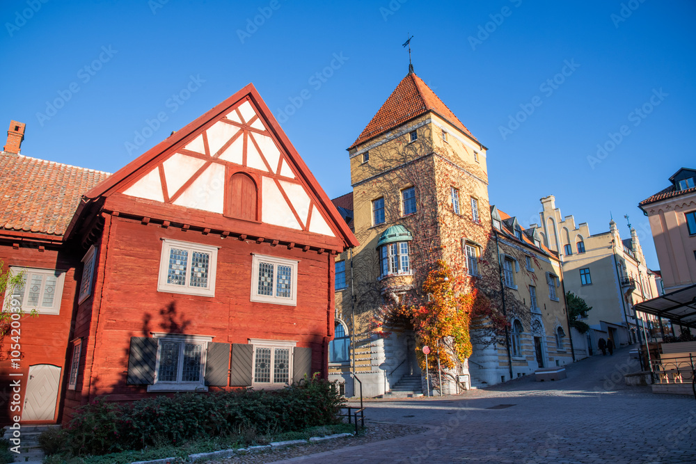 Fototapeta premium Autumn in central Visby, Gotland