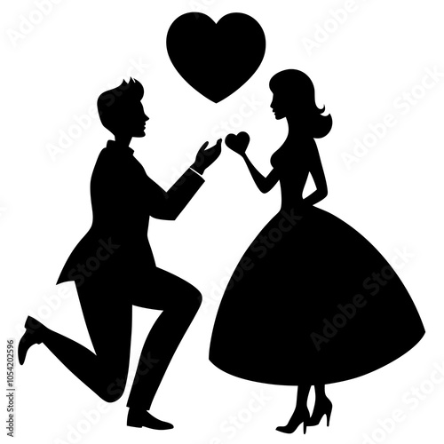 Silhouette Valentine Proposal Art.