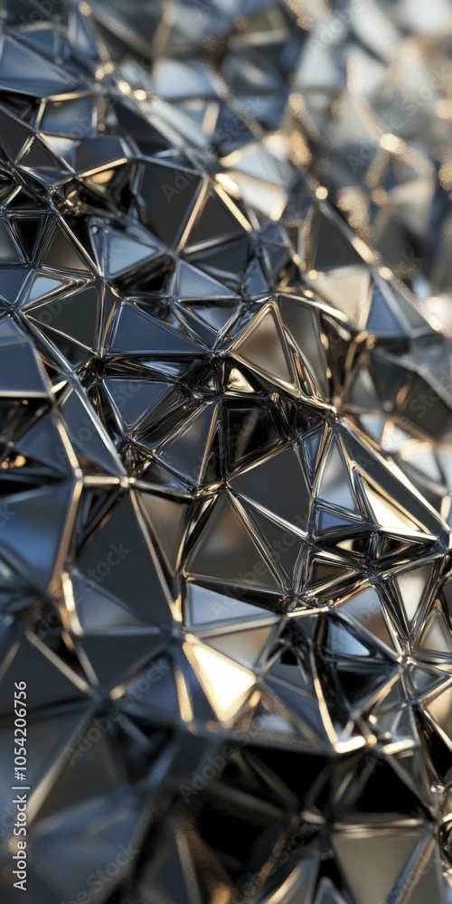 Fototapeta premium Abstract Geometric Metallic Background - Triangle Pattern